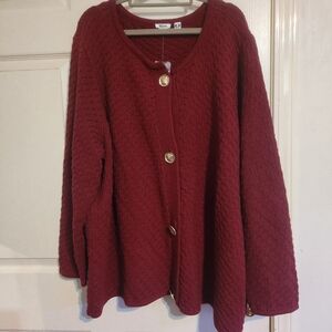 Penn Burgundy Cotton Blend Cardi Size X | Oversized | Fits Up To 3X-4X (H1)